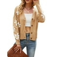 thumbnail image 6 of HUBERY Women Daisy Print Single-Breasted Long Sleeve Knitwear Cardigan, 6 of 8
