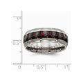 thumbnail image 2 of Polished Titanium with Red Carbon Fiber Wedding Band Ring, 2 of 4
