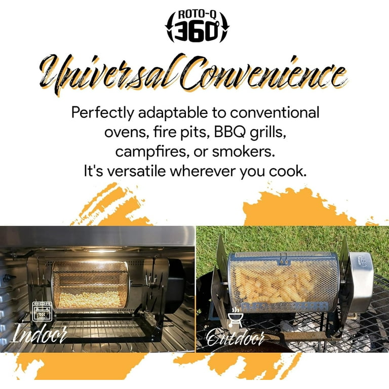 ROTO-Q 360 Cordless Rotisserie Kit w/Tumble Basket - Stainless