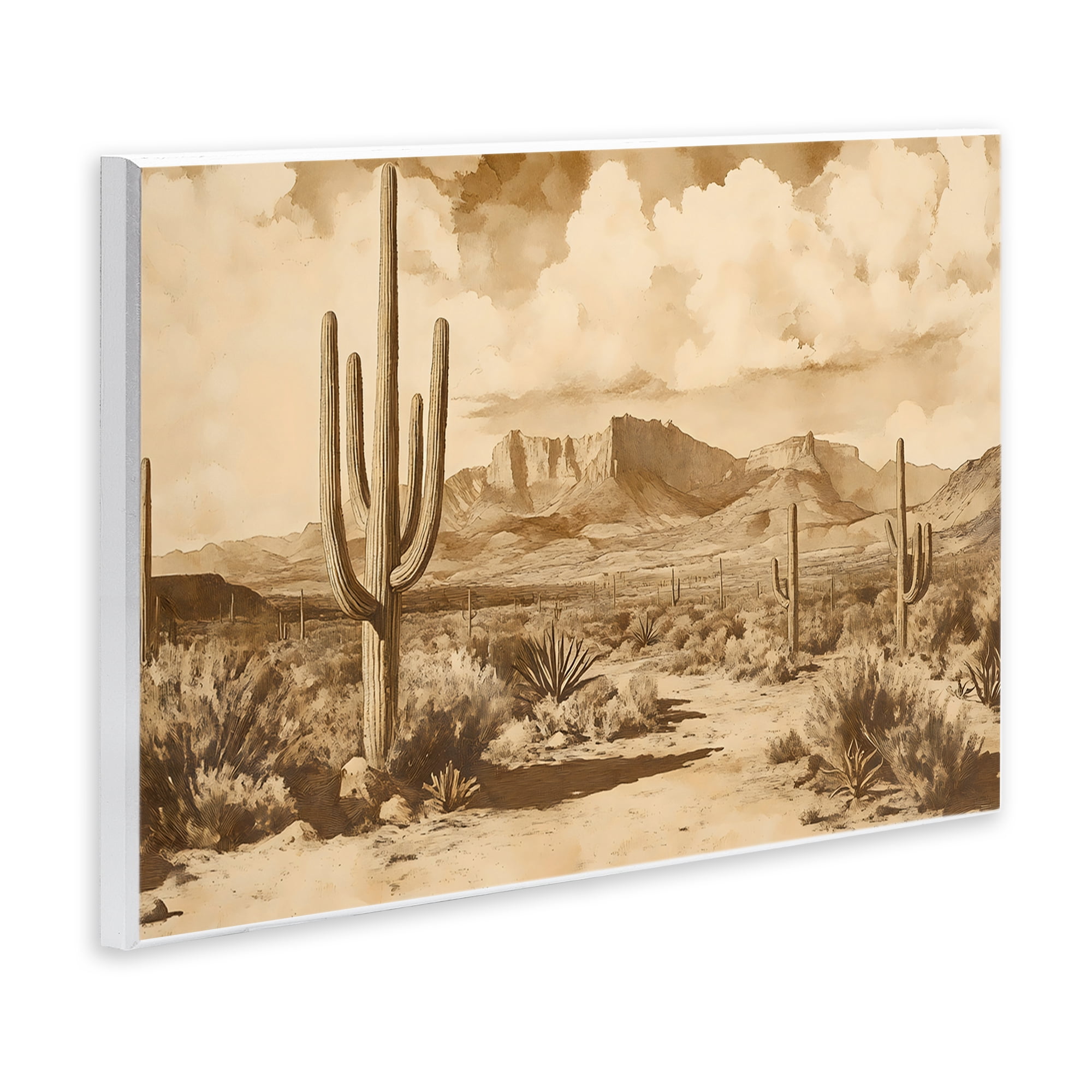 Stupell Industries Vintage Desert Peaks with Saguaro Wall Plaque Art, design by Franklyn Gregory