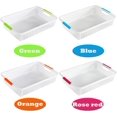thumbnail image 2 of 8 Pack Plastic Storage Baskets with Handle, Desktop File Paper Storage Basket, Classroom Organizer Baskets Plastic Shelf Bins for Library, Office, Kitchen, Bathroom, Bedroom, 2 of 7