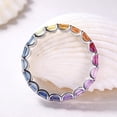 thumbnail image 4 of Rainbow Sapphire Wedding Ring,Baguette Eternity Gold Stacking Band Ring Multi Color Gemstone gift, 4 of 5