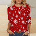 thumbnail image 2 of GA WEIHUA Clearance Sales,Women's Tops 3/4 Sleeve Round Neck Christmas Printed Tshirts Cute Tunic Loose Fit Pullover Blouses & Basic Tees(Red,Large), 2 of 5