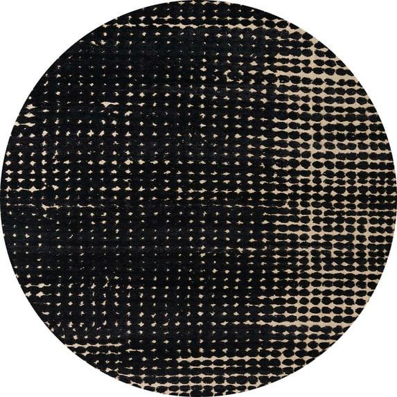Ahgly Company Indoor Round Abstract Coffee Brown Abstract Area Rugs, 5' Round
