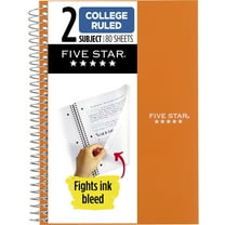 Five Star Spiral Notebook, 2 Subject, College Ruled, 6" x 9.5", Sedona Orange