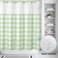 thumbnail image 3 of No Hook Shower Curtain, Green Checked Shower Curtains for Bathroom with See Through Top Window, Farmhouse Buffalo Plaid Country Grid Waterproof & Washable Bath Curtain Long 72"x78", 3 of 9