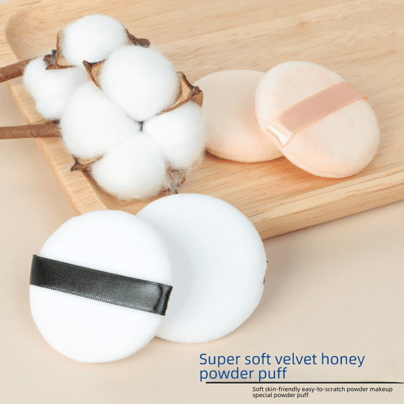 Borla de polvo súper suave de cristal de liberación rápida Spot, borla de polvo de miel de maquillaje de doble cara, borla de polvo seco flocado de pelusa corta