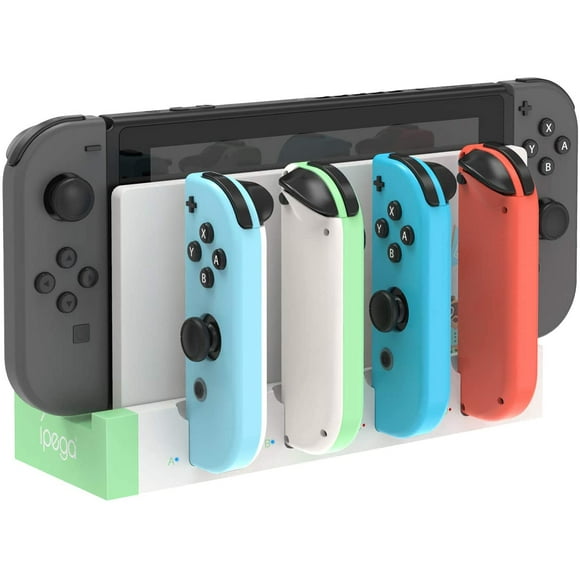Chargeur pour Manettes Nintendo Switch Joy-Con, Station de Charge Base pour Nintendo Switch Joy-Con avec Indicateur, Support de Station de Charge pour 4 Joy-Con - Blanc