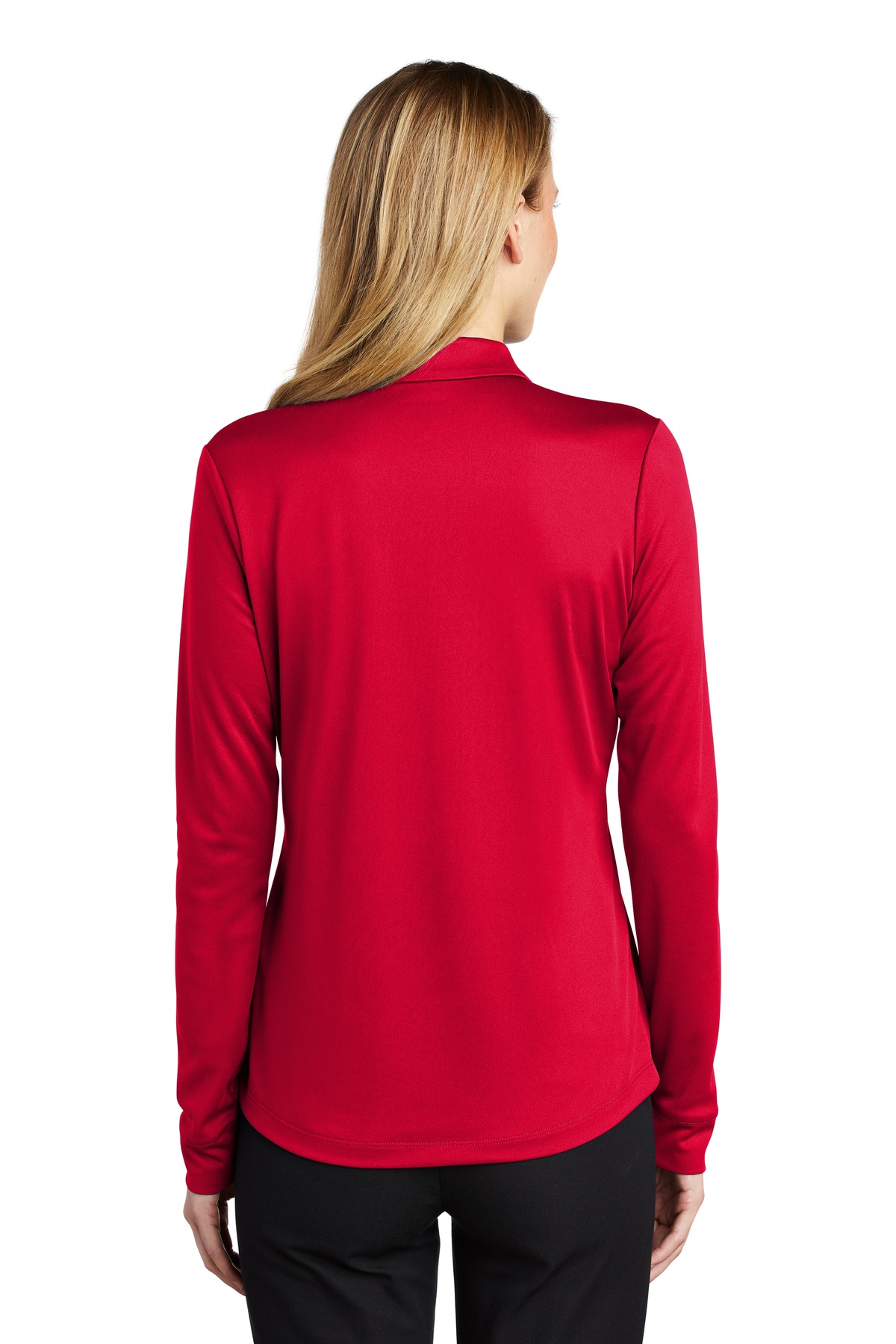 Port Authority Adult Female Women Y-neck Plain Long Sleeves Polo Red Medium - image 2 of 4