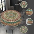 thumbnail image 5 of Mandala Colorful Green Brown Waterproof Picnic Patio Party Round Table Cloth Cover Decorations Fabric 60 Inch Circular Tablecloth for 20-47 Inch Home Dining Room Kitchen Decor, 5 of 6