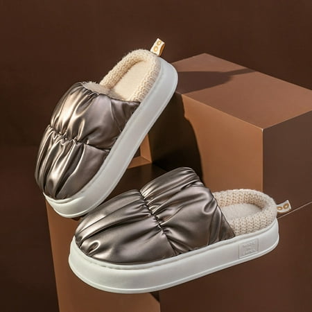 

PhoneSoap Couple Men s Winter Indoor Home Cute Cartoon Wool Roll Plus Velvet Warm Thick Bottom Non Slip Cotton Slippers Coffee