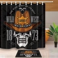 thumbnail image 1 of ARTJIA Wild Western Decor Cowboy Skull in the Hat and Sheriffs Star on Grunge Shower Curtain 66x72 inches with Floor Doormat Bath Rugs 15.7x23.6 inches, 1 of 1