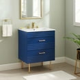 thumbnail image 2 of Sink Vanity Cabinet, Blue White, Ceramic, Wood, Modern Contemporary, Hotel Bedroom Bathroom Master Suite Guest, 2 of 9