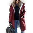thumbnail image 2 of RYRJJ Womens Winter Warm Puffer Coats Plus Size Thicken Fleece Lined Parka Jacket Sherpa Lined Windproof Outerwear Faux Fur Hooded Jacket(Red,4XL), 2 of 6
