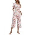 thumbnail image 3 of Ekouaer Women's Pajamas Set Short Sleeve Top With Capri Pants Pjs Lounge & Sleepwear Set, 3 of 4
