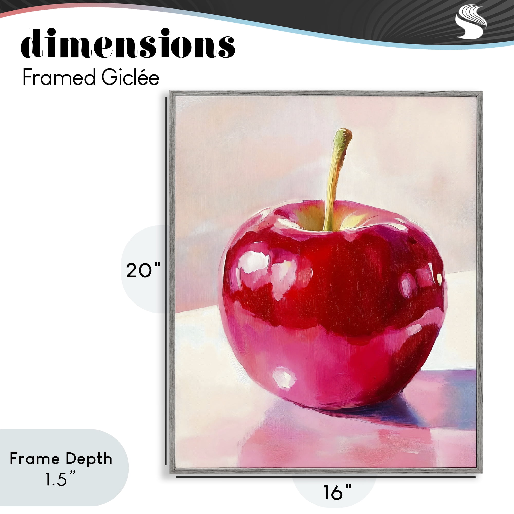 Stupell Industries Shiny Red Apple Reflection Gray Framed Giclee Art, design by The Prints Vibe