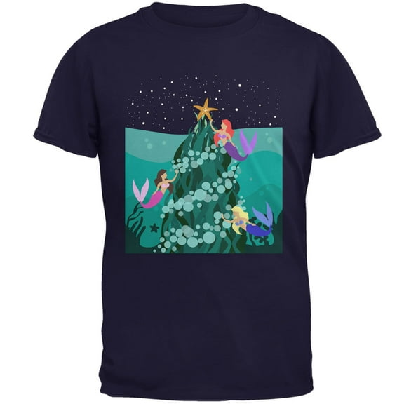Old Glory Mens Mermaid Christmas Tree Short Sleeve T Shirt