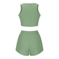 thumbnail image 4 of REORIAFEE Women's Casual 2 Piece Outfits Lounge Suit Gym Set Women's Fashion Shorts Two Piece Sleeveless Casual Suit Green L, 4 of 6