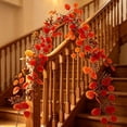 thumbnail image 3 of Fall Eucalyptus Leaf Garland,5.9 Ft Autumn Faux Eucalyptus Leaves Fall Garland,Thanksgiving Harvest Festival Decorations for Home Mantle Porch Outdoor Indoor Wedding Table Wall Arch Decor, 3 of 8