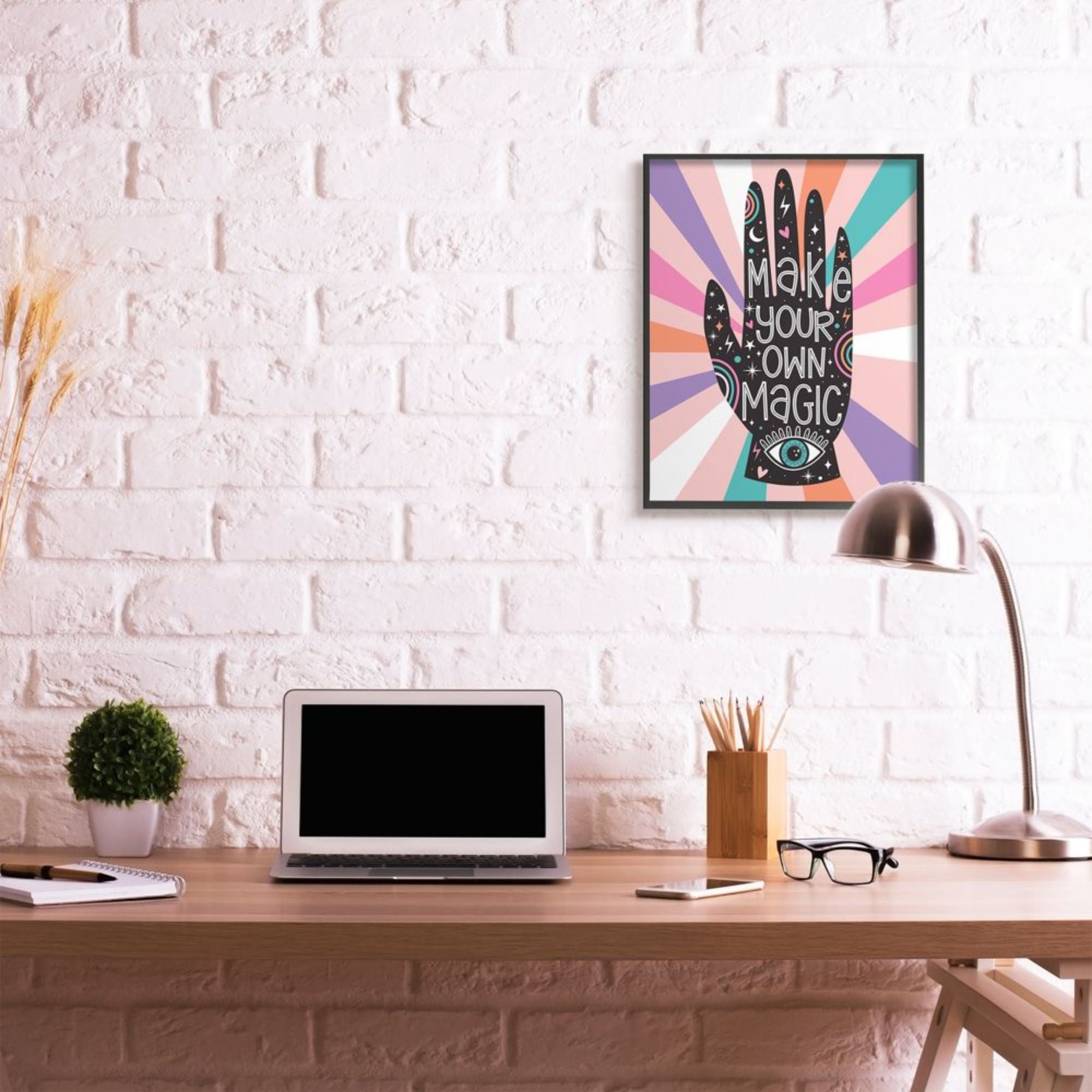 Stupell Industries Make Your Own Magic Phrase Colorful Pink Stripes Design by Ilis Avilés