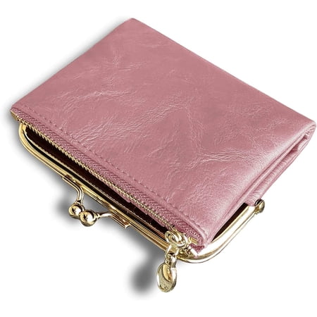 Leaf Women s Small RFID Wallet Compact Bifold Leather Vintage Coin Purse with Zipper and Kiss Lock
