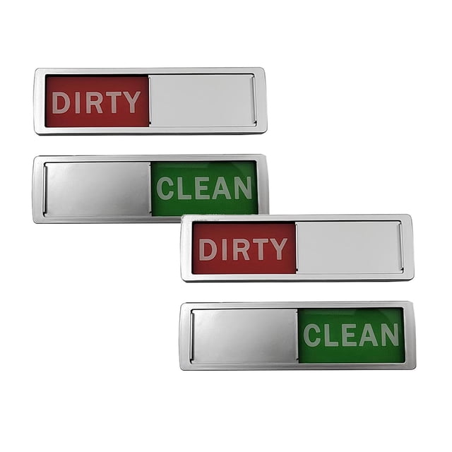 Leojiow 2Pcs Dishwasher Clean And Dirty Magnet Sign Optional Adhesive Magnet Easy Read Non Scratch Heavy Duty Shutter Slide Magnets For Dish Washer Kitchen Accessories One Size