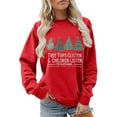 thumbnail image 2 of Clothing 2025 Delayuji Womens Oversized Sweatshirt Christmas Trees Sweatshirt Womens Funny Tree Camping Sweatshirt Casual Fall Pullover Tops Christmas Sweatshirt for Women Red S, 2 of 4
