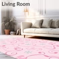 thumbnail image 2 of ODIKA 2'x3' Machine Washable Non-Slip Area Rug, Pastel Whirl Tree Skirt with Glittering Silver Snowflake Highlights High Traffic Rug, Pink, 652242, 2 of 7