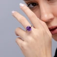 thumbnail image 4 of ANGARA Natural Cushion 3.5 ct Amethyst Solitaire Ring with Hidden Accents in 14K Yellow Gold for Women (Size-11x9mm) | February Birthstone, Anniversary, Jewelry Gift for Women | Natural Amethyst Ring, 4 of 11