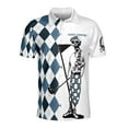 thumbnail image 2 of Funny Custom Name Blue Argyle Skeleton Skull Golf Men's Polo Shirt S-5XL, 2 of 5