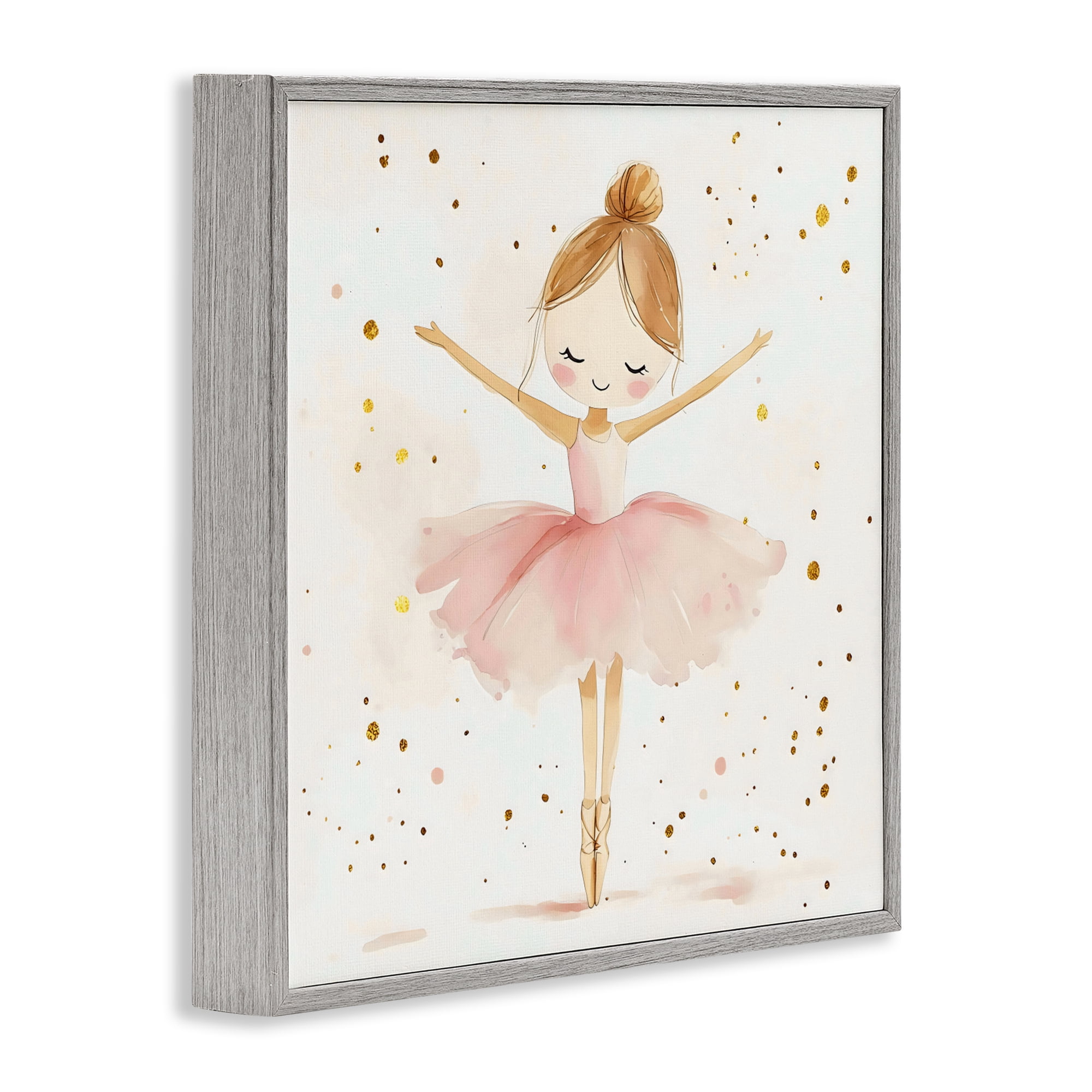 Stupell Industries Ballerina On Her Toes Gray Framed Giclee Art, design by Creative Studio