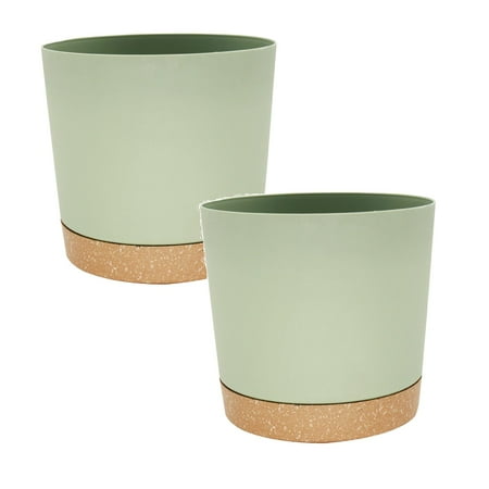 Flag Day Clearance Plant Pots for Indoor Plants, 2 Pack 8 Inch Plastic Flower Pot Planters with Drainage Saucer for Indoor Outdoor Garden Home