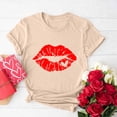 thumbnail image 2 of RKSTN Hauts pour Femmes 2024 Printemps Été Imprimé Graphique Col Rond Manches Courtes Hauts Saint-Valentin Couleur Unie Blouse Ample Décontractée, 2 of 4
