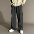 thumbnail image 1 of Pantalones largos para niños, de color liso, con cintura elástica y bolsillos laterales, ajustados, deportivos, largos, de poliéster., 1 of 8