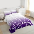 thumbnail image 3 of jejeloiu Abstract Waves Stripes Queen Comforter Set,Purple White Bedding Comforter Set For Teens Boys Reversible 3-Piece, 3 of 8