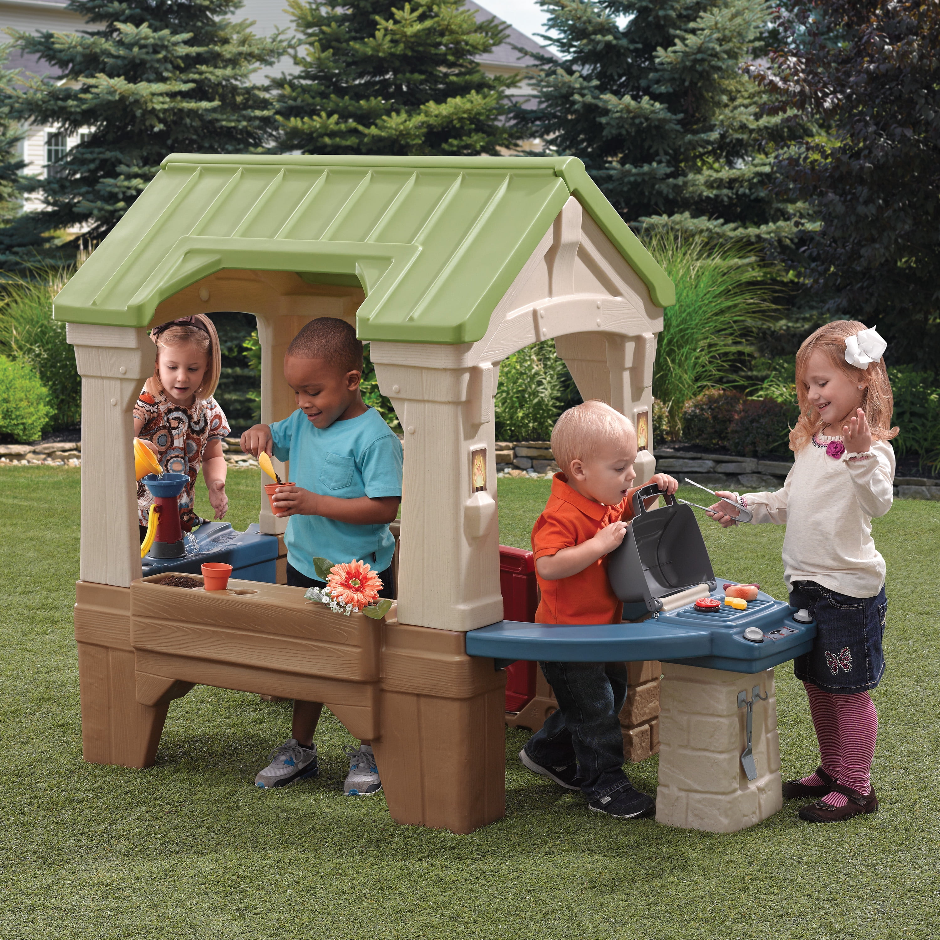 Step2 Great Outdoors Brown Toddler Playhouse with Grill and