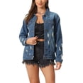 thumbnail image 1 of Chaqueta de mezclilla de mujer INSPIRE CHIC, oversized, con botones, desgastada, abrigo de mezclilla azul S, 1 of 6