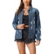 thumbnail image 1 of Chaqueta de mezclilla de mujer INSPIRE CHIC, oversized, con botones, desgastada, abrigo de mezclilla azul S, 1 of 6