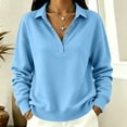 thumbnail image 4 of Warop Women's Lapel Button and Snap Sweatshirt Long Sleeve Loose Casual Pullover for Spring Winter and Daily, 4 of 7