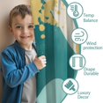 thumbnail image 3 of Blackout Kids Curtains,Teal and Gold Marble Wavy Lines Pattern Childrens Insulated Curtains Set Of 2,Bedroom Essentials,Toddler Room Decor 42"x54", 3 of 5