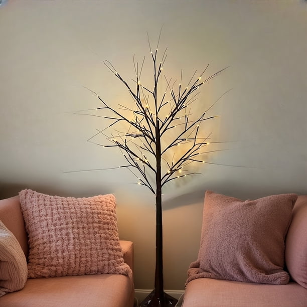 Lámpara de pie LED con forma de árbol de abedul en tamaños de 121.92cm, 152.4cm y 182.88cm, un árbol de abedul artificial adornado con luces, ideal para decoración del hogar, bodas,