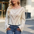 thumbnail image 7 of Women's Sweaters Lightweight Fashion Winter Casual Hollow Loose Round Neck Long Sleeve Pullover Sweater, 7 of 7