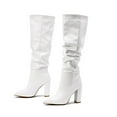 thumbnail image 6 of UngA Cowboy Boots for Women Cowboy Boots for Women Mid Calf Cowgirl Boots Round Toe Western Low Heel Shoes White,6.5, 6 of 7
