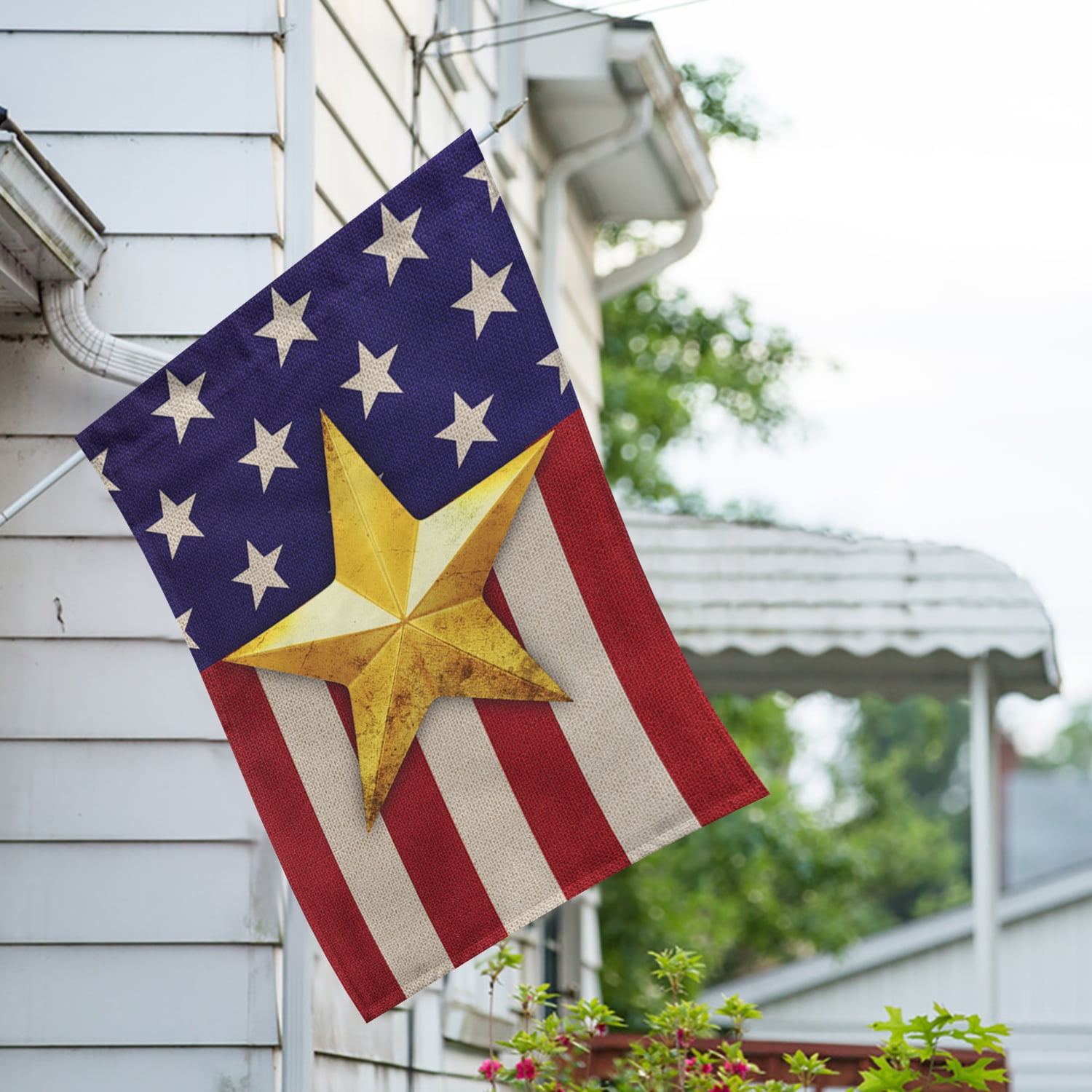 America Forever Gold Star Flag House Flag 28 x 40 inch Double Sided Military Memorial American Flag Gold Star Family Honor Tribute Patriotic Outdoor Yard Decor