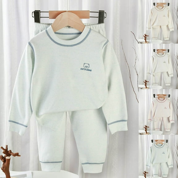 Cowsor Soft Cotton Pajamas for Toddler Boys Girls Kids Long Sleeve Sleepwear with Leggings Long Johns Thermal Underwear Set