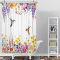 thumbnail image 4 of Watercolor Hummingbird Wildflower Waterproof Shower Curtain For Bathroom,72x78 Inch, 4 of 4