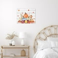 thumbnail image 4 of Autumn Pumpkin Wall Art Fall Pumpkin Wildflower with Orange Maple Leaves Canvas Wall Art Retro Rustic Harvest Framed Wall Art for Living Room Bedroom Bathroom Home Decor Ready to Hang,12x12 Inches, 4 of 7