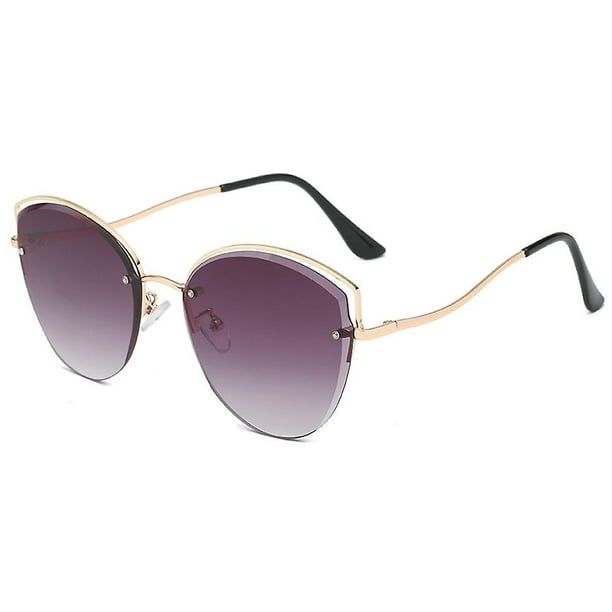 Gafas de sol de ojo de gato con borde cortado sin marco, modernas y con personalidad, hechas de metal
