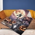 thumbnail image 4 of Spooky Halloween Night Witch French Bulldog Glowing Pumpkins Cozy Fleece Blanket Dog Lover Gifts Warm Soft Throw Blanket - 12015, 4 of 5