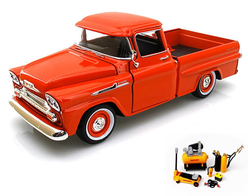 Diecast Car & Mechanic Set Package 1958 Chevy Apache Fleetside Pickup